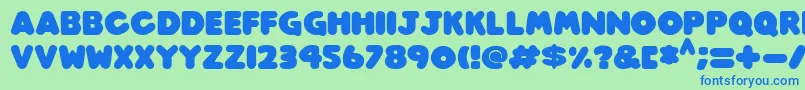 Play time Italic-Schriftart – Blaue Schriften auf grünem Hintergrund