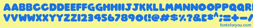 フォントPlay time Italic – 青い文字が黄色の背景にあります。