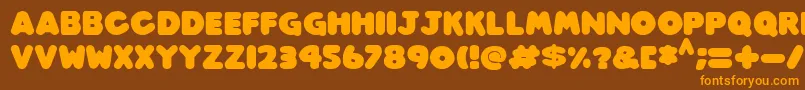 Play time Italic-Schriftart – Orangefarbene Schriften auf braunem Hintergrund