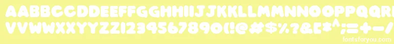 Fonte Play time Italic – fontes brancas em um fundo amarelo