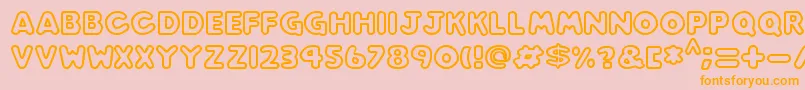 フォントPlay time – オレンジの文字がピンクの背景にあります。
