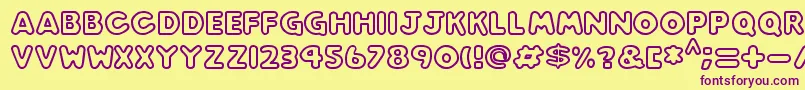 Play time-Schriftart – Violette Schriften auf gelbem Hintergrund