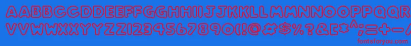Play time-Schriftart – Rote Schriften auf blauem Hintergrund