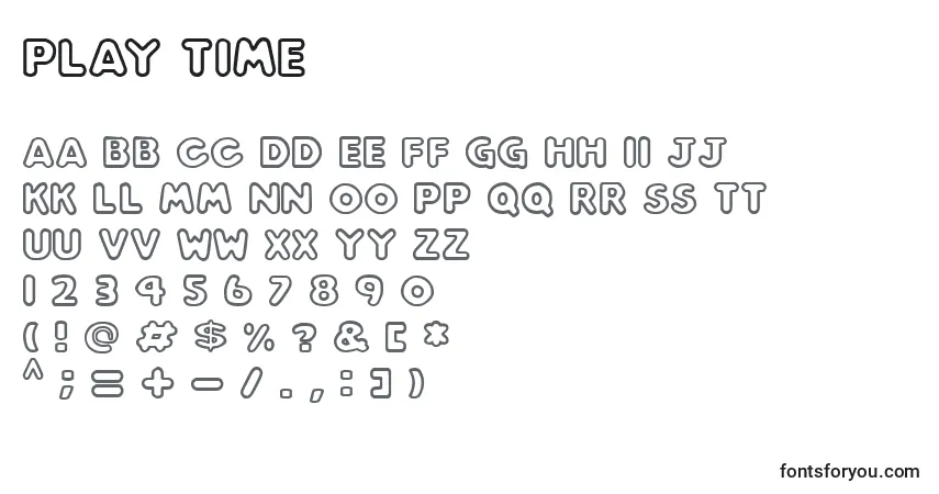 Czcionka Play time (137049) – alfabet, cyfry, specjalne znaki