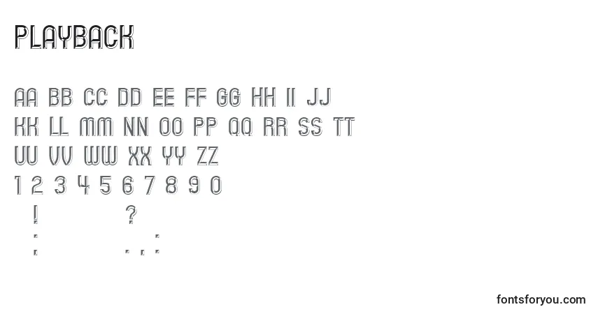 Schriftart Playback – Alphabet, Zahlen, spezielle Symbole