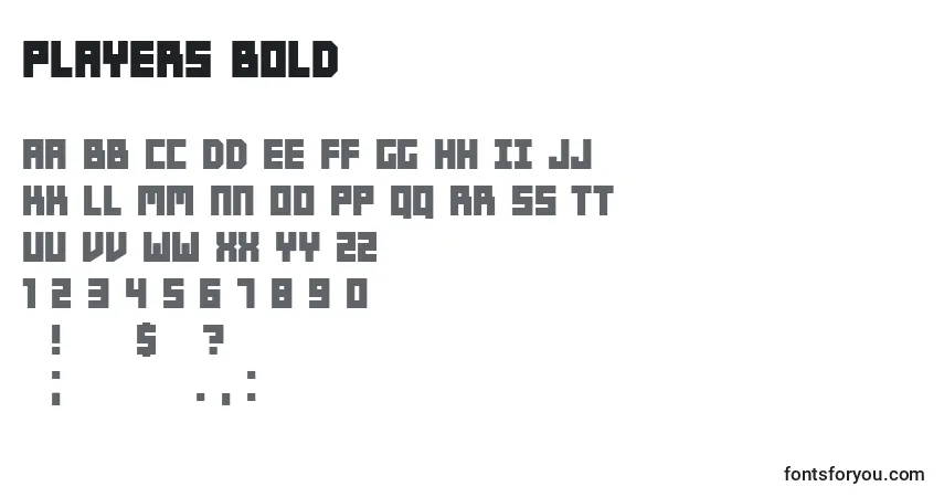 A fonte Players Bold – alfabeto, números, caracteres especiais