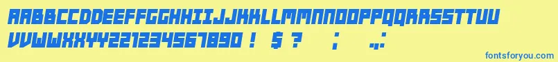 Players BoldItalic Font – Blue Fonts on Yellow Background