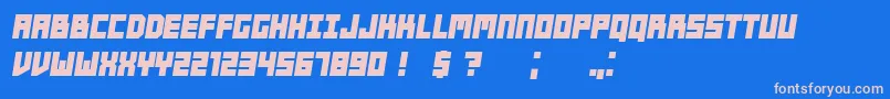 Players BoldItalic Font – Pink Fonts on Blue Background