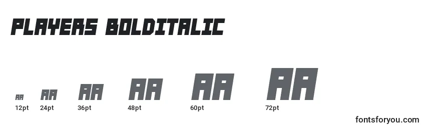 Размеры шрифта Players BoldItalic