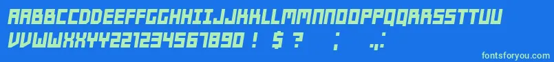 フォントPlayers Italic – 青い背景に緑のフォント