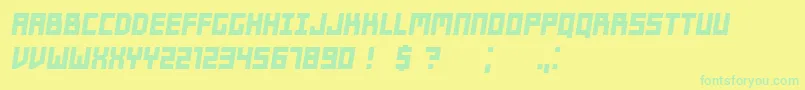 Players Italic-fontti – vihreät fontit keltaisella taustalla