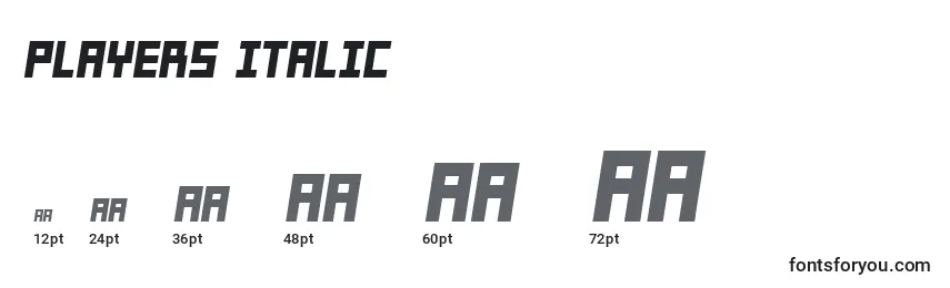 Размеры шрифта Players Italic