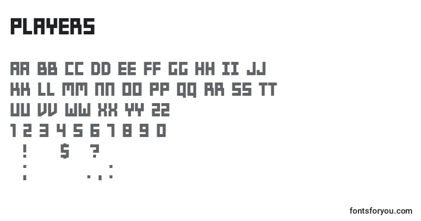 Шрифт Players – алфавит, цифры, специальные символы