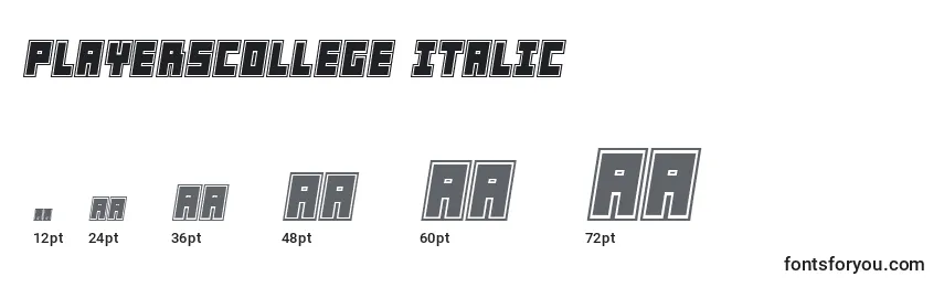Размеры шрифта PlayersCollege Italic