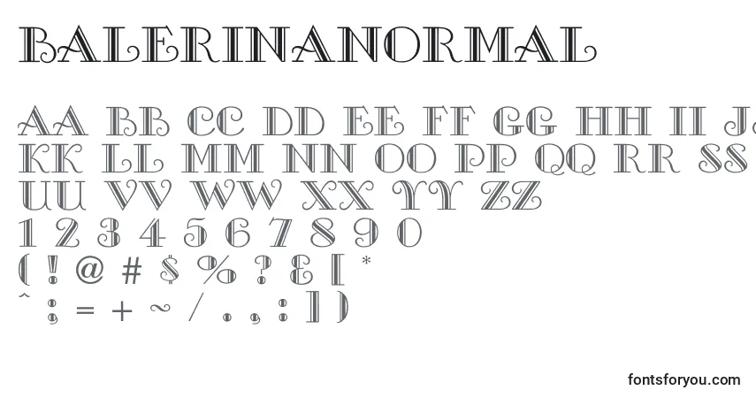 A fonte BalerinaNormal – alfabeto, números, caracteres especiais