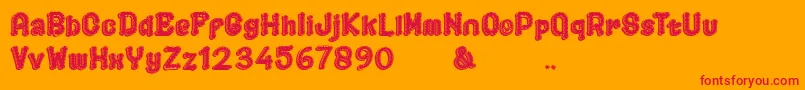 PLAYGROUND 3D-Schriftart – Rote Schriften auf orangefarbenem Hintergrund