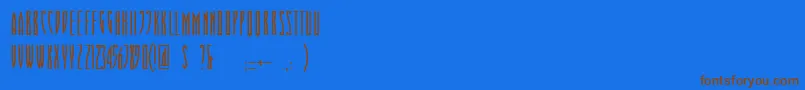 フォントPlayoff Display FREE FOR PERSONAL USE ONLY – 茶色の文字が青い背景にあります。