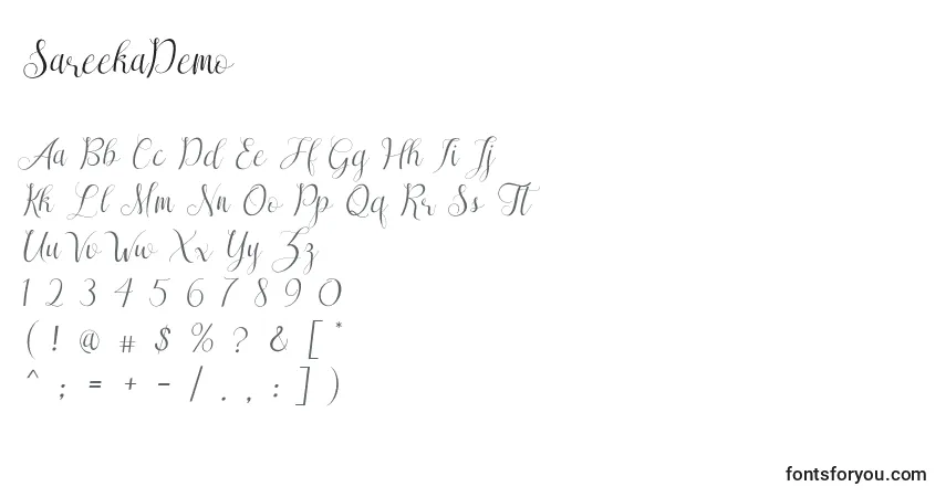 SareekaDemoフォント–アルファベット、数字、特殊文字