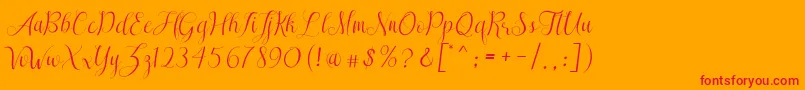 SareekaDemo-Schriftart – Rote Schriften auf orangefarbenem Hintergrund