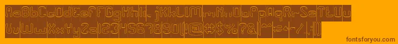 PLEASE FORGIVE ME Hollow Inverse-Schriftart – Braune Schriften auf orangefarbenem Hintergrund