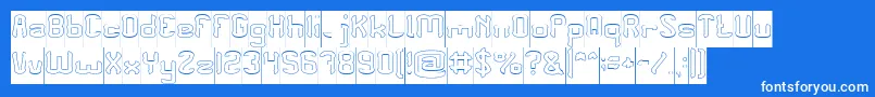 フォントPLEASE FORGIVE ME Hollow Inverse – 青い背景に白い文字