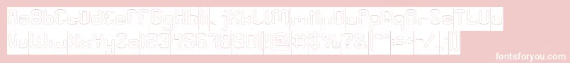 PLEASE FORGIVE ME Hollow Inverse-fontti – valkoiset fontit vaaleanpunaisella taustalla