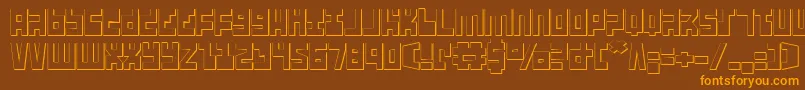 Ufohunter3D-Schriftart – Orangefarbene Schriften auf braunem Hintergrund