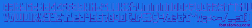 Ufohunter3D-Schriftart – Violette Schriften auf blauem Hintergrund