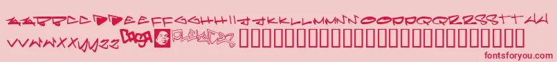 Pleiades Font – Red Fonts on Pink Background