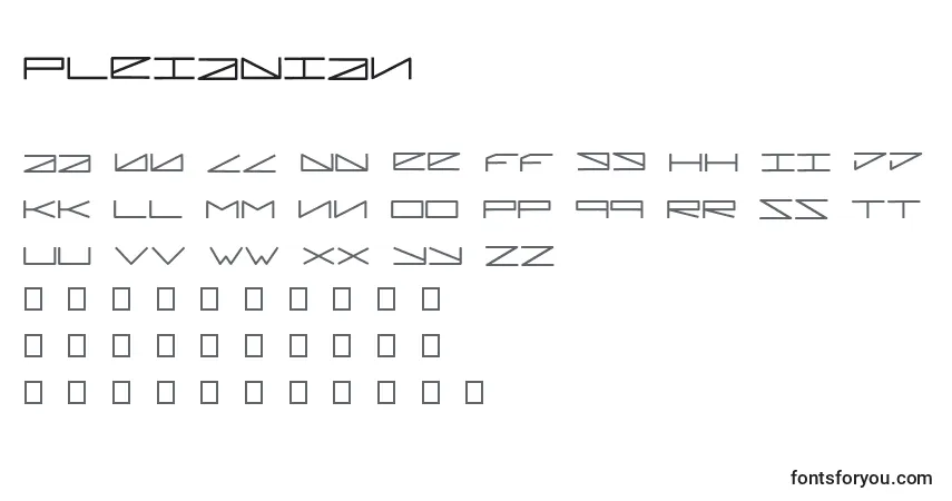 Czcionka Pleiadian – alfabet, cyfry, specjalne znaki