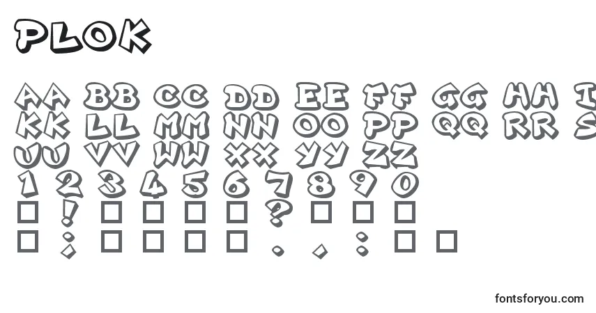 PLOK     (137086)-fontti – aakkoset, numerot, erikoismerkit