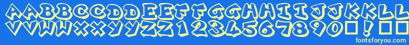 PLOK     Font – Yellow Fonts on Blue Background