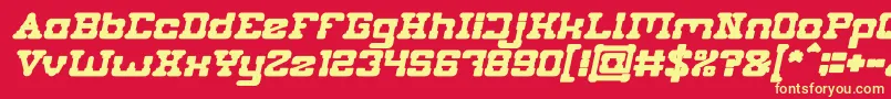 PLUMBING Bold Italic-Schriftart – Gelbe Schriften auf rotem Hintergrund
