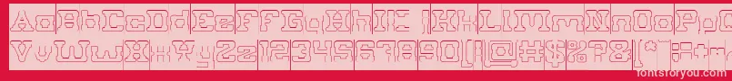 Fonte PLUMBING Hollow inverse – fontes rosa em um fundo vermelho