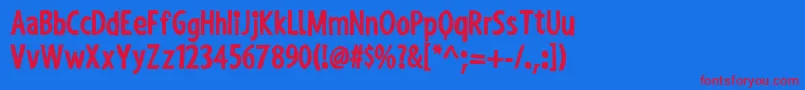 ShakyHandSomeComicBold-fontti – punaiset fontit sinisellä taustalla