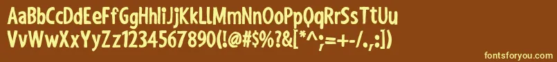 ShakyHandSomeComicBold Font – Yellow Fonts on Brown Background