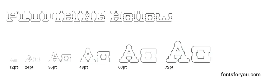 PLUMBING Hollow Font Sizes