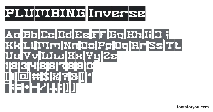 Schriftart PLUMBING Inverse – Alphabet, Zahlen, spezielle Symbole