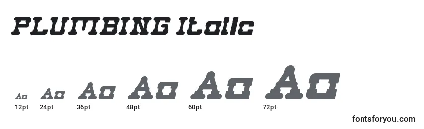 Tamanhos de fonte PLUMBING Italic