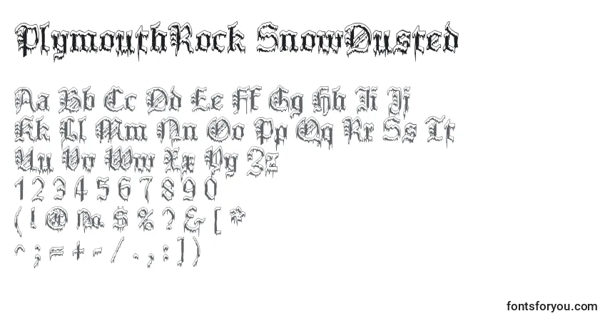 Czcionka PlymouthRock SnowDusted – alfabet, cyfry, specjalne znaki