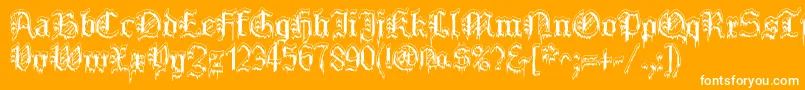 PlymouthRock SnowDusted-Schriftart – Weiße Schriften auf orangefarbenem Hintergrund