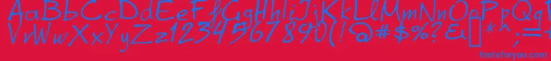 GrapheAlpha-Schriftart – Blaue Schriften auf rotem Hintergrund