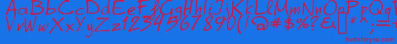 GrapheAlpha-Schriftart – Rote Schriften auf blauem Hintergrund