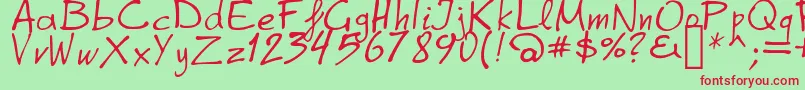 GrapheAlpha-Schriftart – Rote Schriften auf grünem Hintergrund