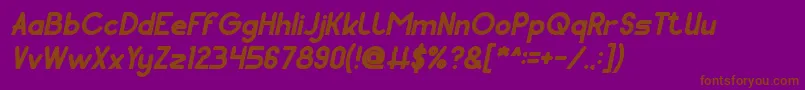 Fonte Pocket Bold Italic – fontes marrons em um fundo roxo