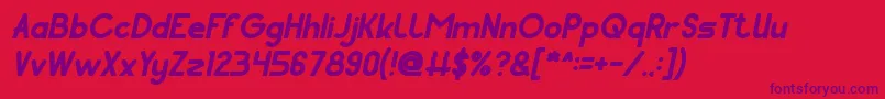 Fonte Pocket Bold Italic – fontes roxas em um fundo vermelho