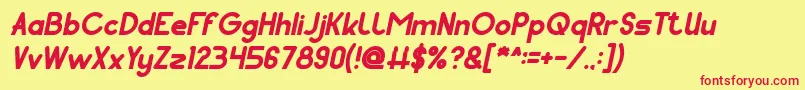 Fonte Pocket Bold Italic – fontes vermelhas em um fundo amarelo