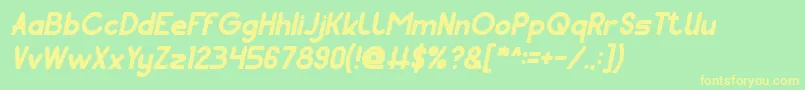 Fonte Pocket Bold Italic – fontes amarelas em um fundo verde