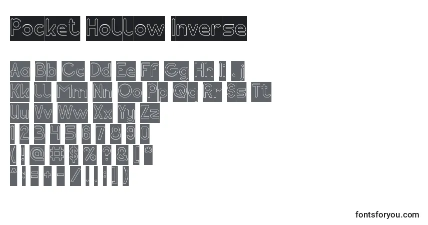 Schriftart Pocket Hollow Inverse – Alphabet, Zahlen, spezielle Symbole