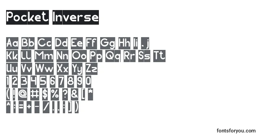 Schriftart Pocket Inverse – Alphabet, Zahlen, spezielle Symbole